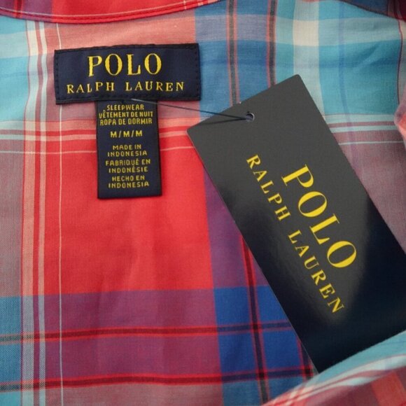 Polo Ralph Lauren Pajama Shirt Top Men's Size M Red Button Front Short Sleeve - Picture 5 of 8